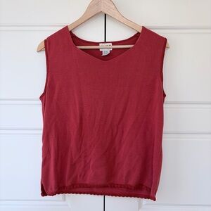 Clio Vintage Women’s Sleeveless Silk Blouse Red Size 1X